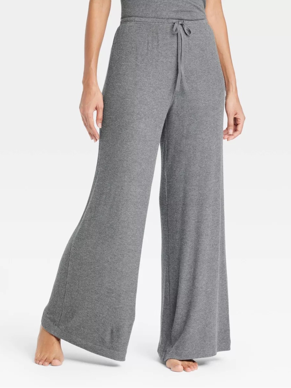 Auden Ribbed Wide-Leg Lounge Pants Gray